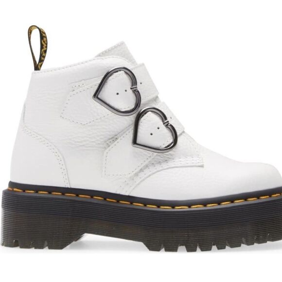 NWT DR MARTENS DEVON HEARTS QUAD BOOTS- WHITE SZ 9 - Picture 4 of 13